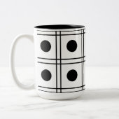 Polka Dot Circle Black en White Check Pattern Tweekleurige Koffiemok (Links)