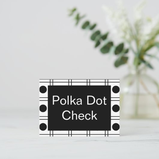 Polka Dot Circle Black en White Check Pattern Visitekaartje (Staand voorkant)