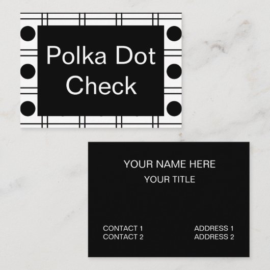 Polka Dot Circle Black en White Check Pattern Visitekaartje (Voorkant / Achterkant)