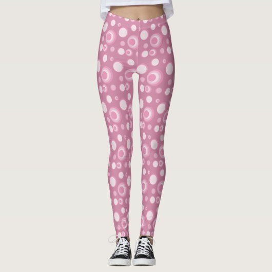 Polka Dot Circles on Pink Leggings (Voorkant)