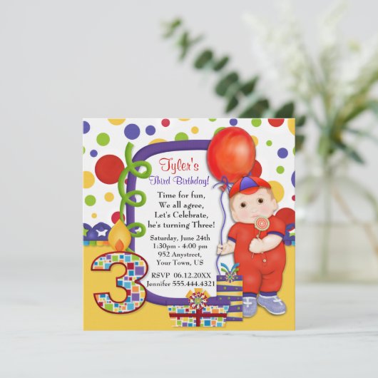 Polka Dot Circus derde verjaardag Kaart (Staand voorkant)