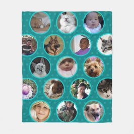 Polka Dot Collage Blauwgroen Blue Pets Kinder 17 F Fleece Deken