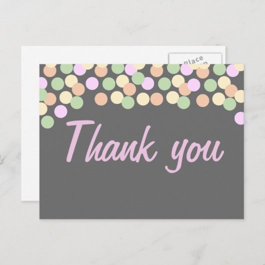 Polka Dot Confetti Bedankt postkaart (Voorkant / Achterkant)