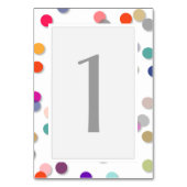  Polka Dot Confetti Tafelnummer Kaart (Voorkant)