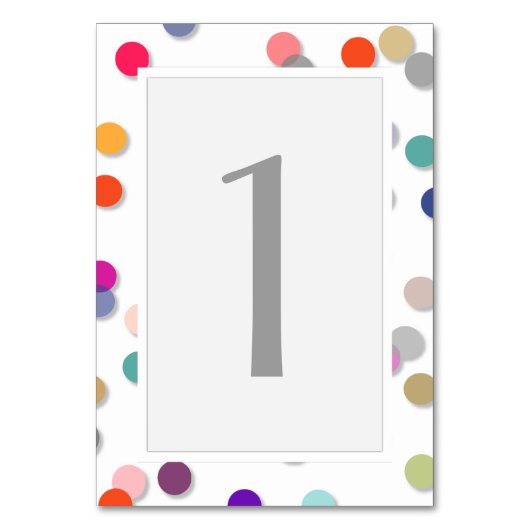  Polka Dot Confetti Tafelnummer Kaart (Voorkant)