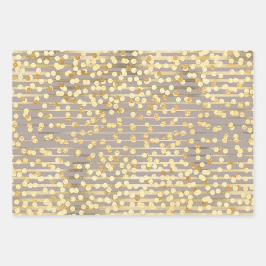 Polka dot confetti zwart wit schemerig grijs patro inpakpapier vel (Voorkant 3)