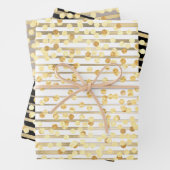 Polka dot confetti zwart wit schemerig grijs patro inpakpapier vel (In situ)