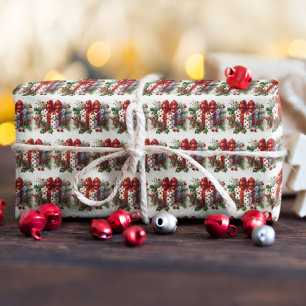 Polka Dot Coquette Bow Christmas Cadeaupapier