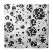Polka Dot Cow Black en White Print Tegeltje (Voorkant)