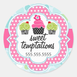 Polka Dot Crazy Cupcake Bakery Box Seals Ronde Sticker