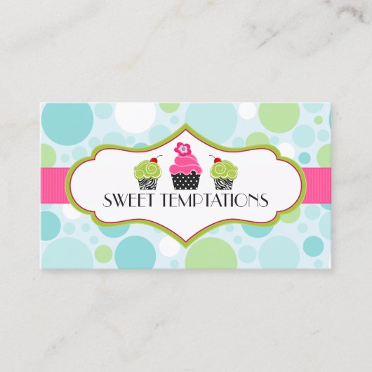 Polka Dot Crazy Cupcake Bakery Visitekaartje (Voorkant)