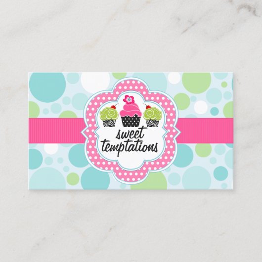 Polka Dot Crazy Cupcake Bakery Visitekaartje (Voorkant)