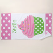 Polka Dot Cupcake Aangepaste keukenhanddoek Strandlaken (Voorkant)