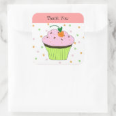 Polka Dot Cupcake Bedankt Vierkante Sticker (Tas)