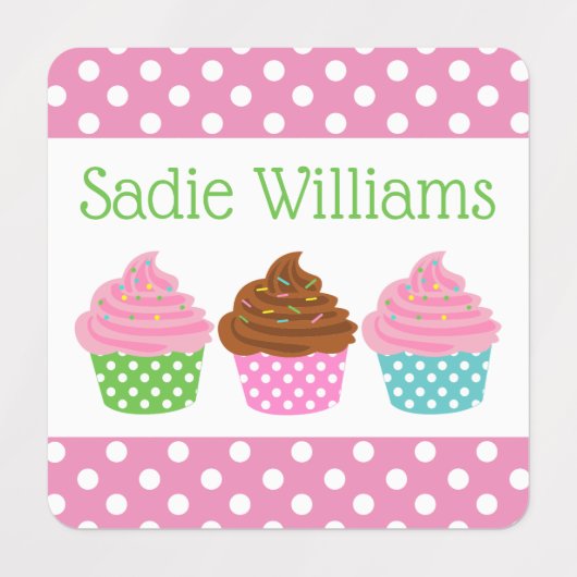 Polka Dot Cupcake gepersonaliseerde kleding labels (Design 2)