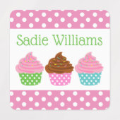 Polka Dot Cupcake gepersonaliseerde kleding labels (Design 1)