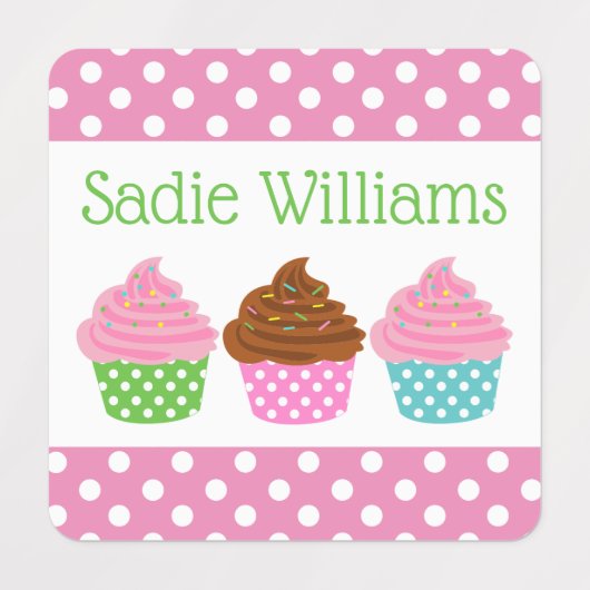 Polka Dot Cupcake gepersonaliseerde kleding labels (Design 1)