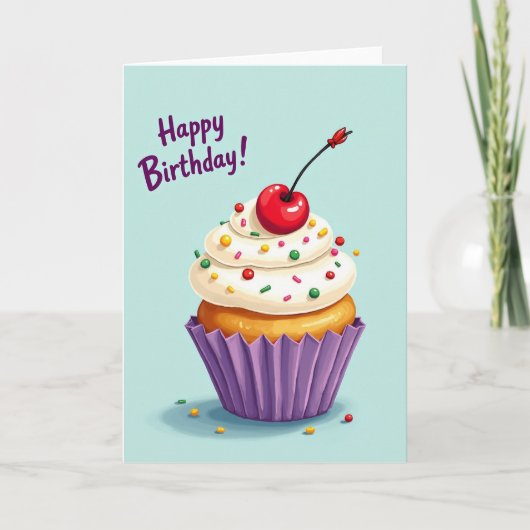 Polka Dot Cupcake Treat Kaart (Voorkant)