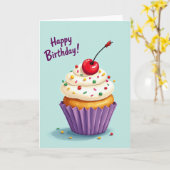 Polka Dot Cupcake Treat Kaart (Gele Bloem)