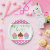 Polka Dot Cupcakes Borden gepersonaliseerde partij Papieren Bordje (Feest)