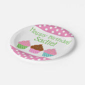 Polka Dot Cupcakes Borden gepersonaliseerde partij Papieren Bordje (Gekanteld)
