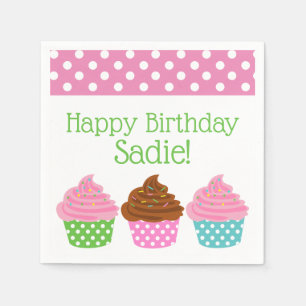 Polka Dot Cupcakes Gepersonaliseerde Party servett Servet
