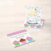 Polka Dot Cupcakes Onderzetters gepersonaliseerd p (Insitu)