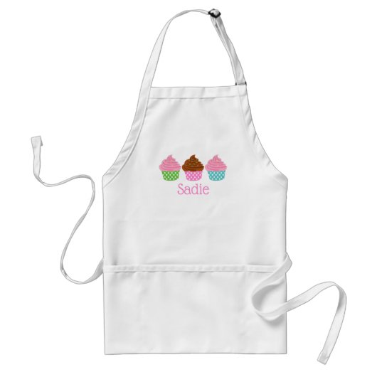 Polka Dot Cupcakes Personalized Apron Standaard Schort (Voorkant)
