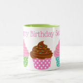 Polka Dot Cupcakes Persoonlijke microbe Tweekleurige Koffiemok (Center)