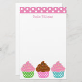 Polka Dot Cupcakes Persoonlijke schrijfbenodigdhed Briefpapier (Voorkant / Achterkant)