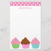 Polka Dot Cupcakes Persoonlijke schrijfbenodigdhed Briefpapier (Voorkant)