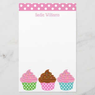 Polka Dot Cupcakes Persoonlijke schrijfbenodigdhed Briefpapier