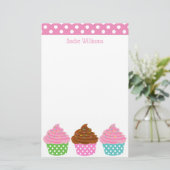 Polka Dot Cupcakes Persoonlijke schrijfbenodigdhed Briefpapier (Staand voorkant)