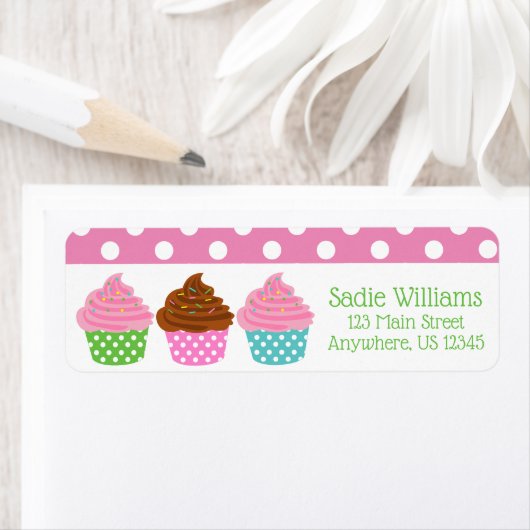 Polka Dot Cupcakes Return Address Labels (Insitu)