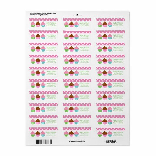 Polka Dot Cupcakes Return Address Labels (Full Sheet)