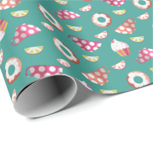 Polka Dot Cups Cakes Donuts Lemons Grapefruits Cadeaupapier