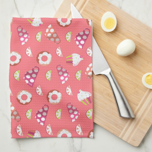 Polka Dot Cups Cakes Donuts Lemons Grapefruits Theedoek (Quarter Fold)