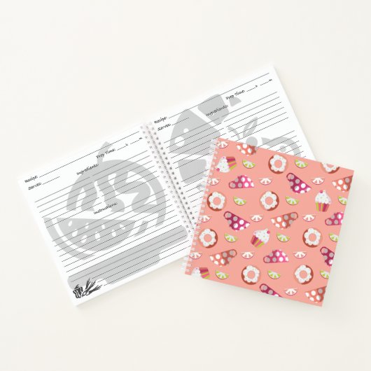 Polka Dot Cups Cakes Donuts Lemons Recipe Notitieboek (Binnen)