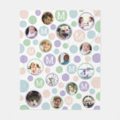 Polka Dot Cute Pastels Monogram 14 Foto Collage Fleece Deken (Voorkant)