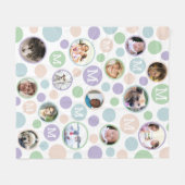 Polka Dot Cute Pastels Monogram 14 Foto Collage Fleece Deken (Voorkant (Horizontaal))