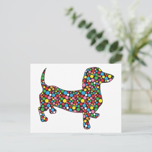 Polka Dot Dachshund Briefkaart (Staand voorkant)