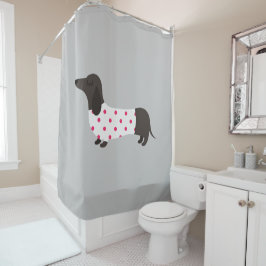 Polka Dot Dachshund Douchegordijn