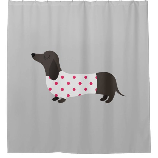 Polka Dot Dachshund Douchegordijn (Voorkant)