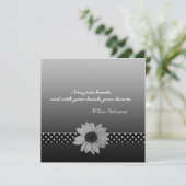 Polka Dot Daisy Gray & Black Wedding Kaart (Staand voorkant)