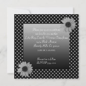 Polka Dot Daisy Gray & Black Wedding Kaart (Achterkant)