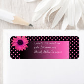 Polka Dot Daisy Roze Bruiloft Etiket (Insitu)