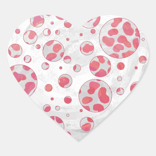 Polka Dot Dalmatian Pink and White Hart Sticker (Voorkant)