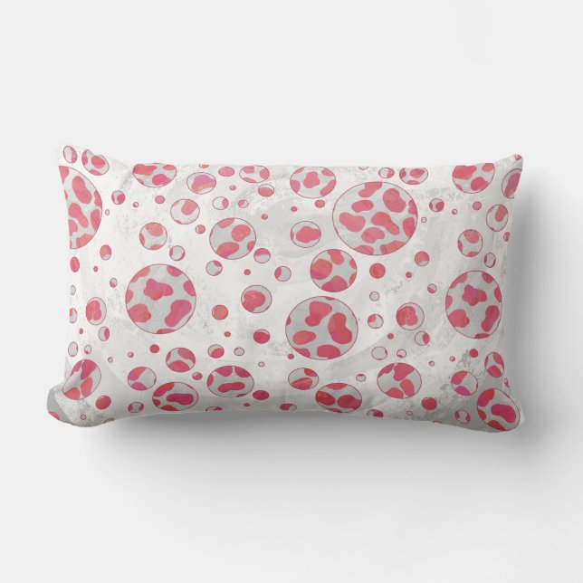 Polka Dot Dalmatian Pink and White Kussen (Voorkant)