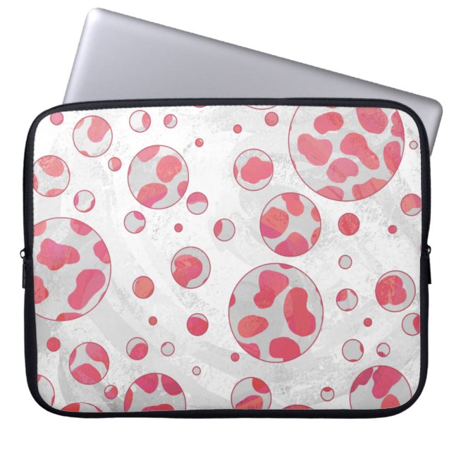 Polka Dot Dalmatian Pink and White Laptop Sleeve (Voorkant)