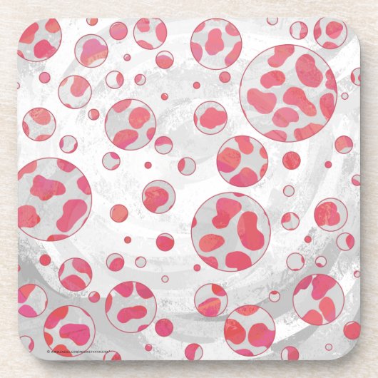 Polka Dot Dalmatian Pink and White Onderzetter (Voorkant)